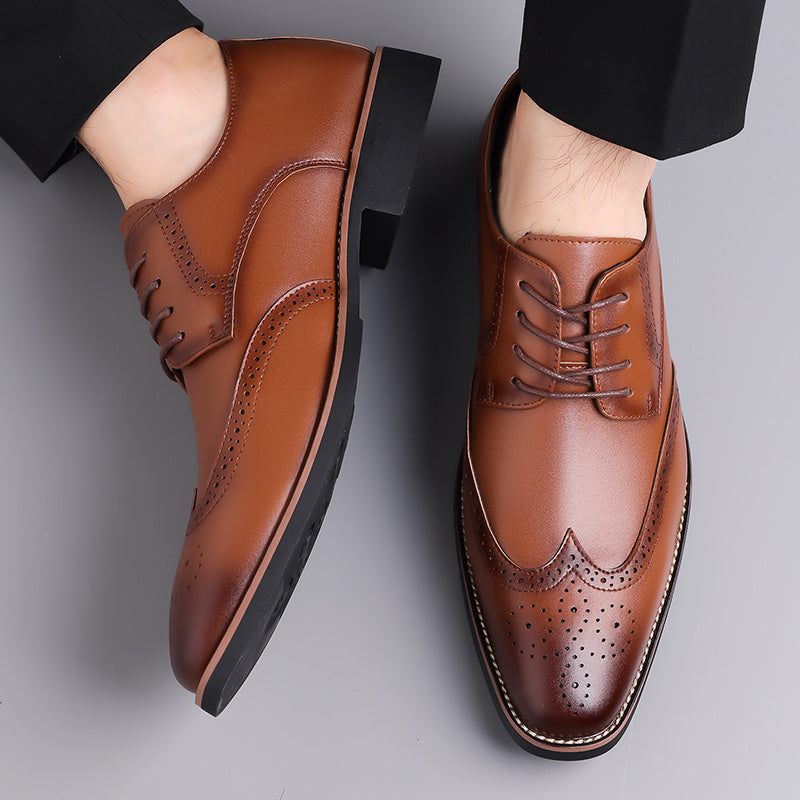Men’s Classic Wingtip Oxford Brogue Dress Shoes – Formal Business & Wedding Wear - Honesty Sales