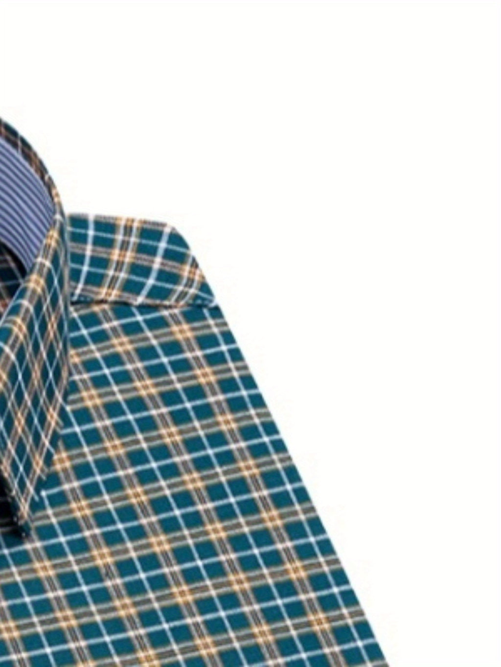 Pure  Men's Single Cuff Shirt, Plaid Design for Dating and Business
