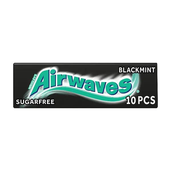 AIRWAVES Black Mint flavour Sugar Free Chewing Gum 10 Pieces (Case of 30) - Honesty Sales U.K