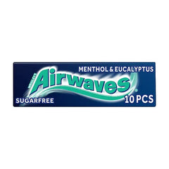 AIRWAVES Menthol & Eucalyptus flavour Sugar Free Chewing Gum 10 Pieces (Case of 30) - Honesty Sales U.K