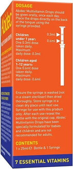 Abidec Multivitamin Drops for Babies & Children - 25ml  Honesty Sales U.K