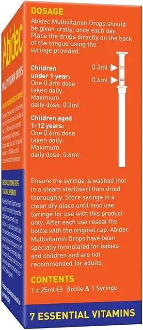 Abidec Multivitamin Drops for Babies & Children - 25ml  Honesty Sales U.K