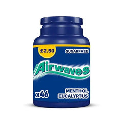Airwaves Menthol & Eucalyptus Sugarfree Chewing Gum Bottle 46 Pieces (Case of 6) - Honesty Sales U.K
