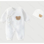 All Seasons Newborn Baby Boy Girl Romper 100% Pure Cotton Soft Cartoon Bear Bodysuit with Hat Honesty Sales U.K
