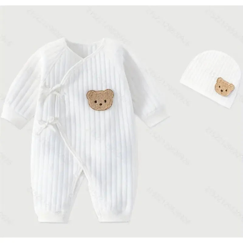 All Seasons Newborn Baby Boy Girl Romper 100% Pure Cotton Soft Cartoon Bear Bodysuit with Hat Honesty Sales U.K Hauptbild