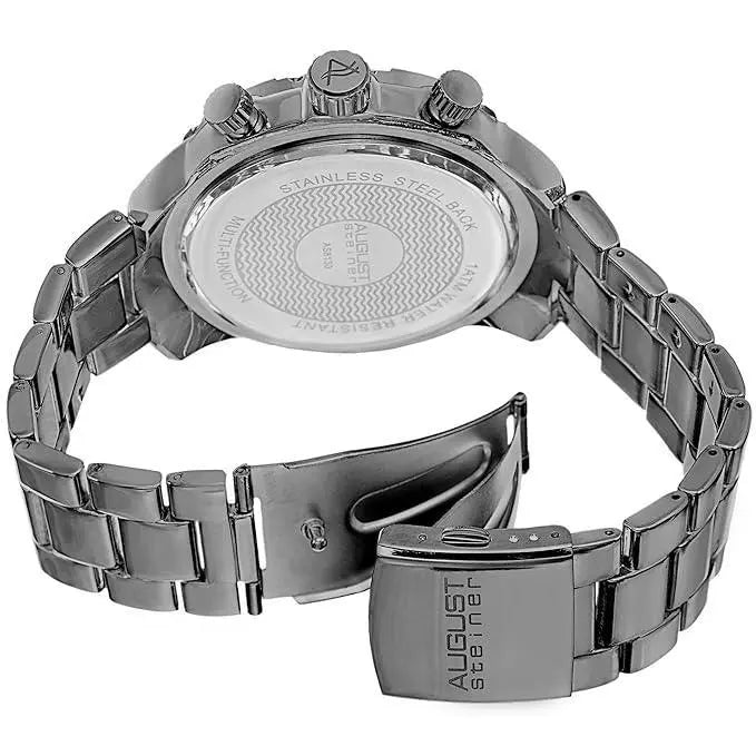 August Steiner Mens AS8130BK Black Multifunction Swiss Quartz Watch with Black Dial and Black Gold Bracelet - Honesty Sales