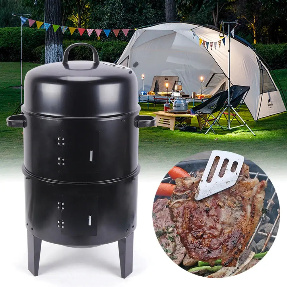 BBQ Smoker Oven Charcoal Smoker Smoker Cabinet Smoker Bin Thermometer For Outdoor Barbecue Meat Food  Honesty Sales U.K