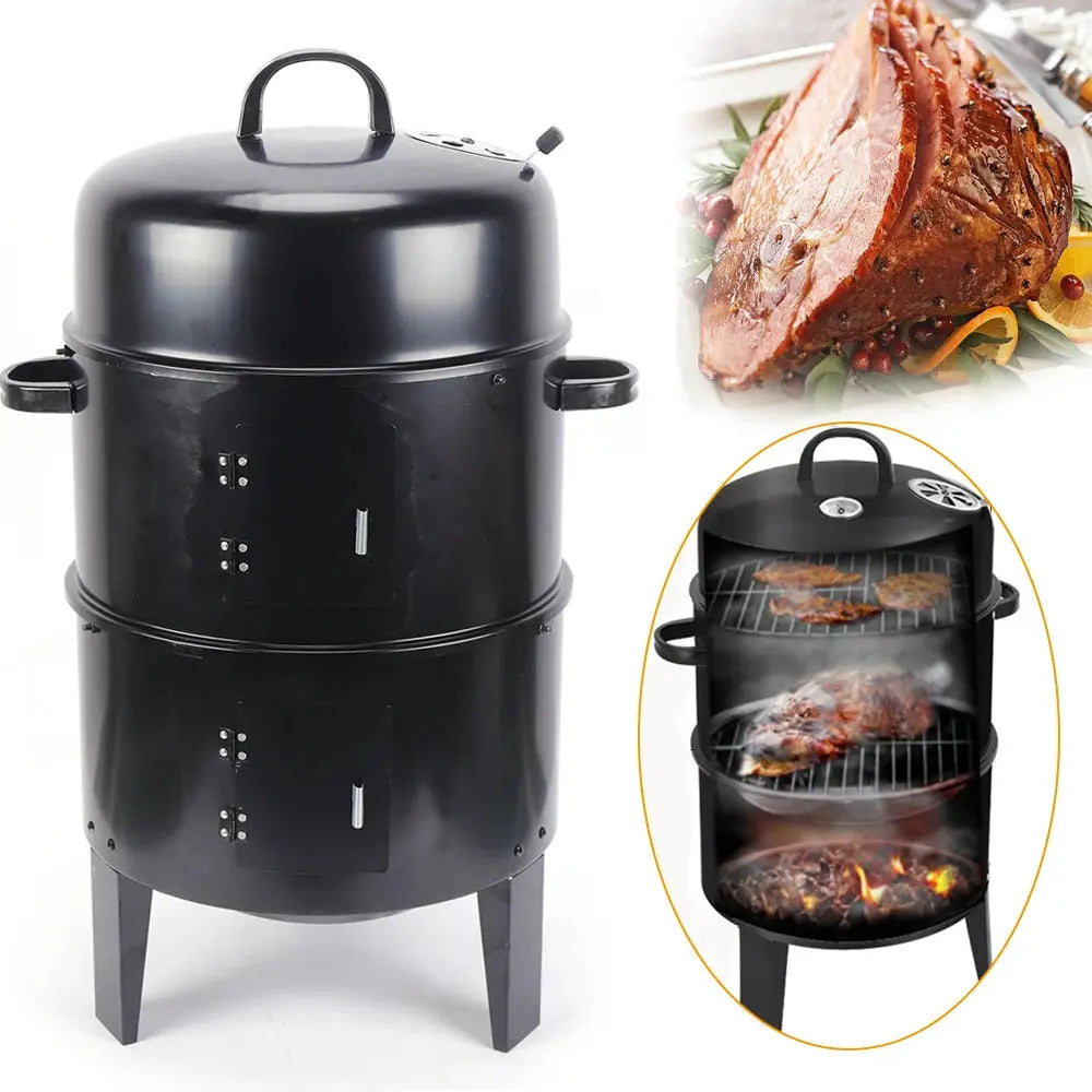 BBQ Smoker Oven Charcoal Smoker Smoker Cabinet Smoker Bin Thermometer For Outdoor Barbecue Meat Food  Honesty Sales U.K