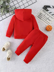 Baby Boy KING Crown Pattern Fleece Hoodie+Casual Pants Two Piece Set Spring and Autumn Sportswear - Honesty Sales