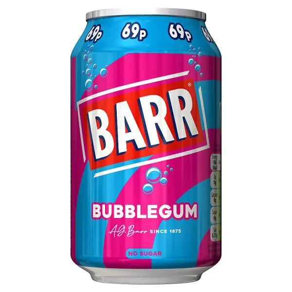 Barr Bubblegum 330ml (Case of 24)  Honesty Sales U.K