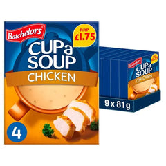 Batchelors Cup a Soup Chicken 4 Instant Soup Sachets 81g  (Case of 9)  Honesty Sales U.K