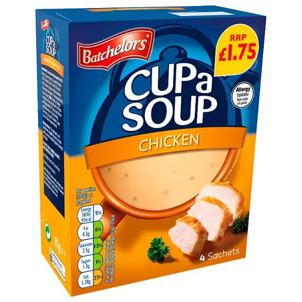 Batchelors Cup a Soup Chicken 4 Instant Soup Sachets 81g  (Case of 9)  Honesty Sales U.K