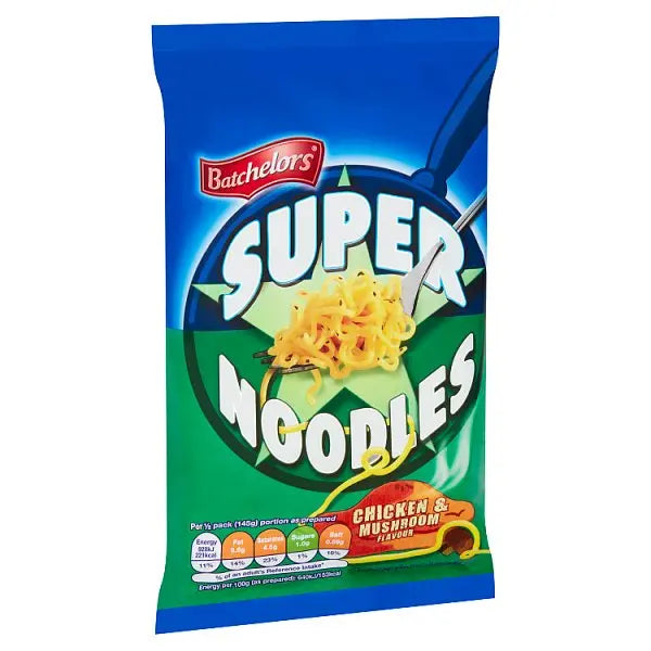 Batchelors Super Noodles Chicken & Mushroom Flavour Noodle Block 90g (Case of 8)  Honesty Sales U.K