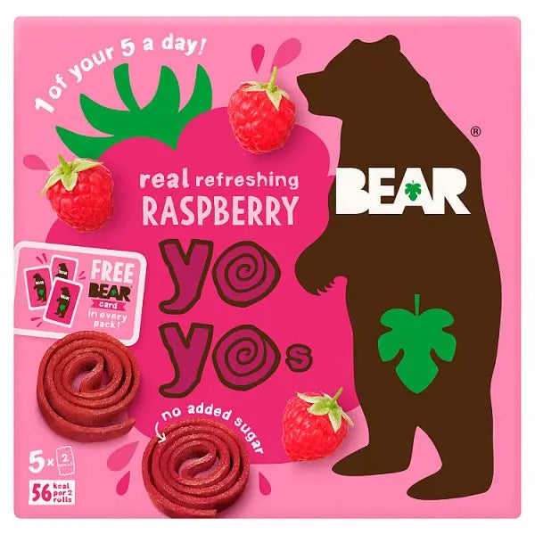 Bear Yoyos Real Fruit Refreshing Raspberry 5 x 20g (Case of 6) - Honesty Sales Main image