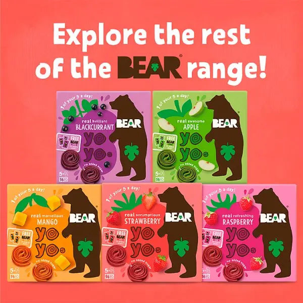 Bear Yoyos Real Fruit Scrumptious Strawberry 5 x 20g (Case of 6) - Honesty Sales