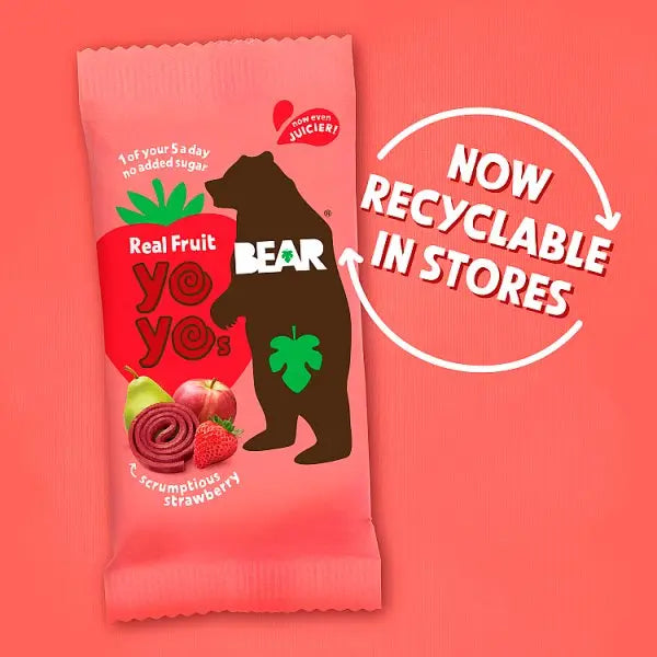 Bear Yoyos Real Fruit Scrumptious Strawberry 5 x 20g (Case of 6) - Honesty Sales