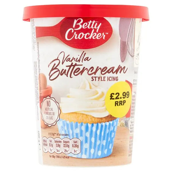 Betty Crocker Vanilla Buttercream Style Icing 400g (Case of 4) Betty Crocker