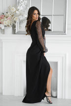 Bicotone sequin sleeves evening dress - Honesty Sales
