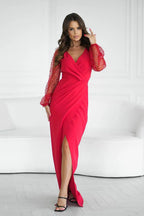 Bicotone sequin sleeves evening dress - Honesty Sales