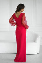 Bicotone sequin sleeves evening dress - Honesty Sales