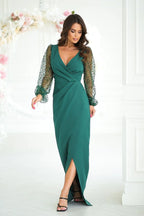 Bicotone sequin sleeves evening dress - Honesty Sales