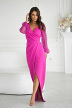 Bicotone sequin sleeves evening dress - Honesty Sales