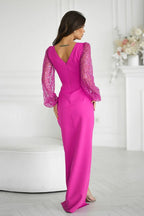 Bicotone sequin sleeves evening dress - Honesty Sales