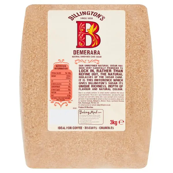 Billington's Demerara Natural Unrefined Cane Sugar 3kg Billington's