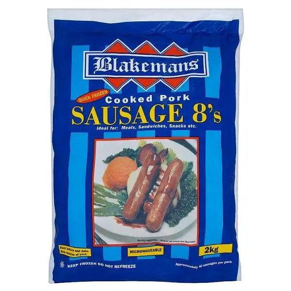 Blakemans Cooked Pork Sausage 8's 2kg - Honesty Sales Main image