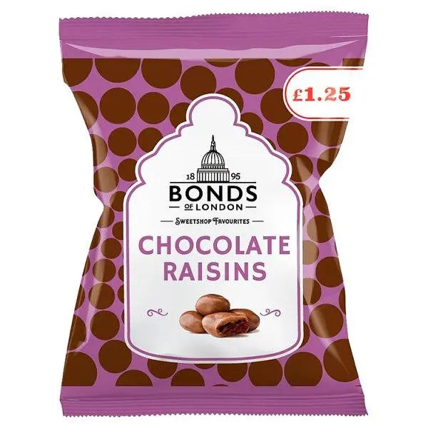 Bonds of London Chocolate Raisins 75g (Case of 12) - Honesty Sales U.K