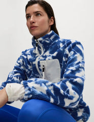 Borg Printed Funnel Neck Zip Up Fleece Jacket Honesty Sales