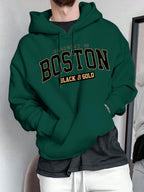 Boston Letter Print Men's Fashion  Style Hooded Sweatshirt  Honesty Sales U.K