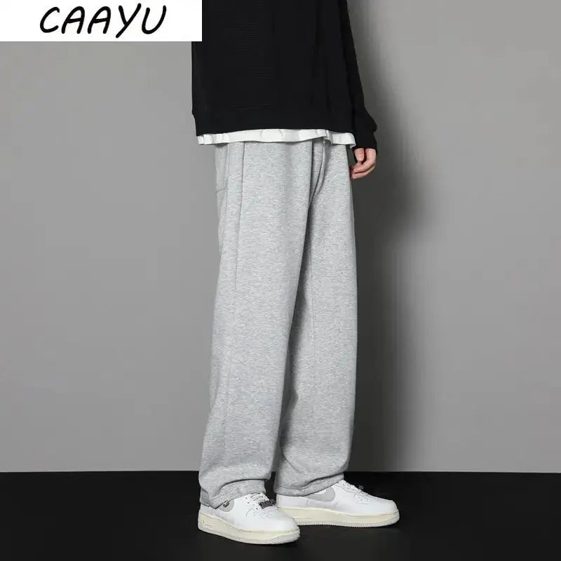 CAAYU Sweatpants Mens Straight Pants Large Size Male Loose Black Casual Pants Streetwear Sport Trousers Joggers Oversize Sports  Honesty Sales U.K
