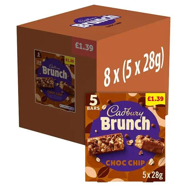 Cadbury Brunch Bar Choc Chip 5 Pack £1.39 PMP 140g (Case of 8) - Honesty Sales U.K Main image