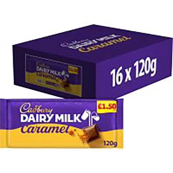 Cadbury Dairy Milk Caramel Chocolate Bar 120g (Case of 16) - Honesty Sales U.K Image principale du produit
