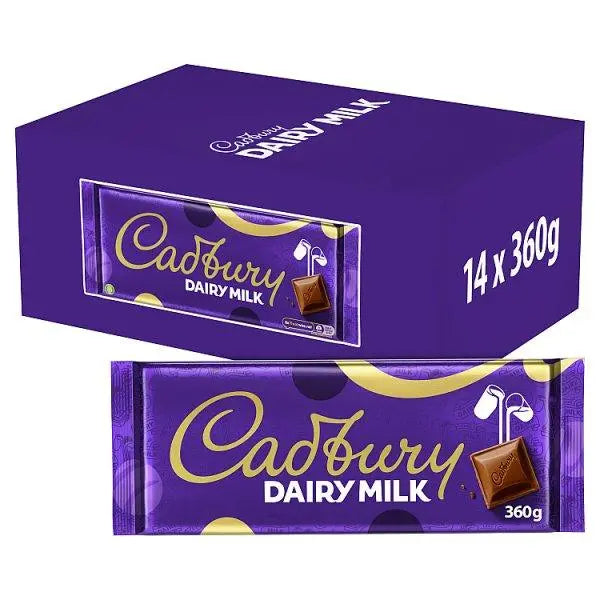 Cadbury Dairy Milk Chocolate Bar 360g (Case of 14) - Honesty Sales U.K