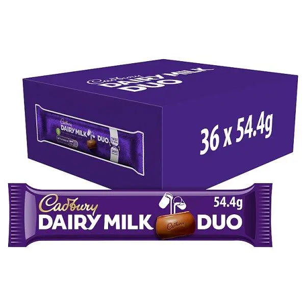 Cadbury Dairy Milk Duo Chocolate Bars 54.4g (Case of 36) - Honesty Sales U.K Main image