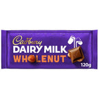 Cadbury Dairy Milk Wholenut Chocolate Bar 120g (Case of 16) - Honesty Sales