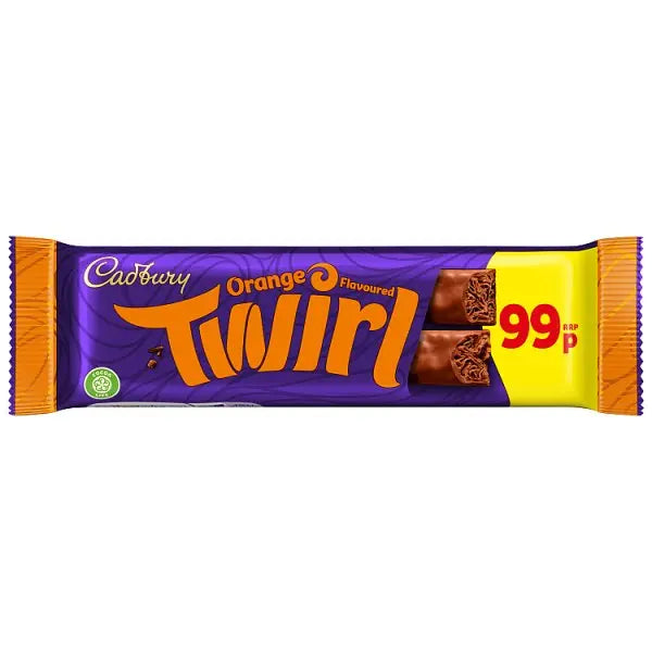 Cadbury Twirl Orange Chocolate Bar 43 g (Case of 48)  Honesty Sales U.K