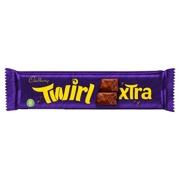 Cadbury Twirl Xtra Duo Chocolate Bar 54g (Case of 36)  Honesty Sales U.K