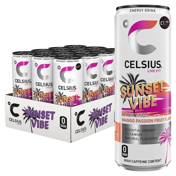 Celsius Sunset Vibe Energy Drink 355ml (Case of 12)  Honesty Sales U.K