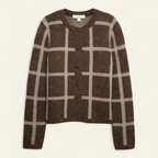 Checked Crew Neck Cardigan With Wool  Honesty Sales U.K