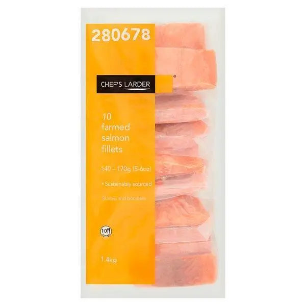 Chef's Larder 10 Farmed Salmon Fillets 1.4kg - Honesty Sales U.K