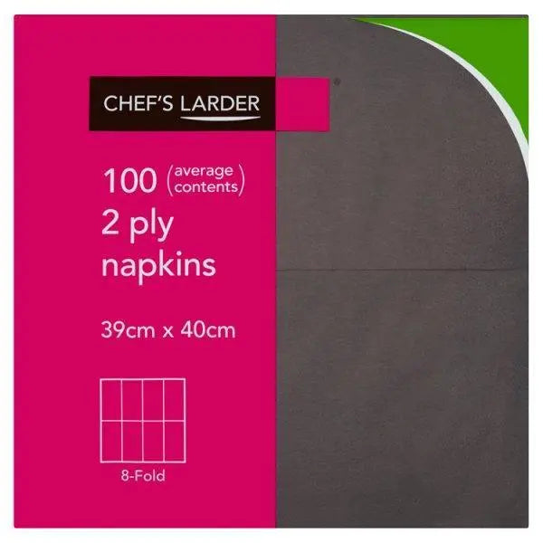 Chefs Larder 100 Napkins Black 2 Ply - 100pk - Honesty Sales