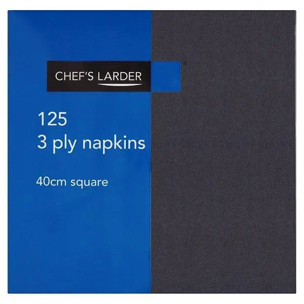 Chefs Larder 125 3 Ply Napkins Black 40cm Square - Sets of 125 - Honesty Sales