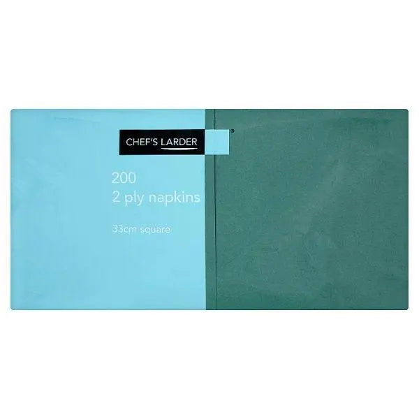 Chefs Larder 200 Dark Green 2 Ply Napkins 33cm Square - Honesty Sales