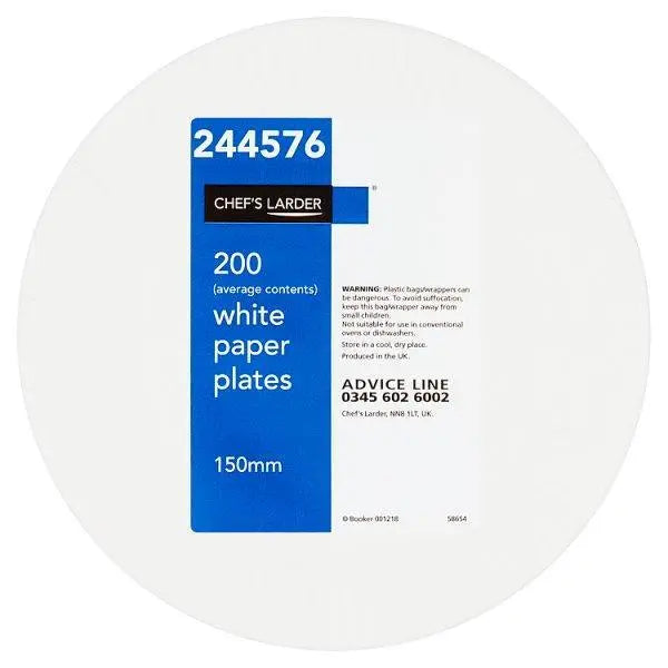 Chefs Larder 200 White Paper Plates - Honesty Sales