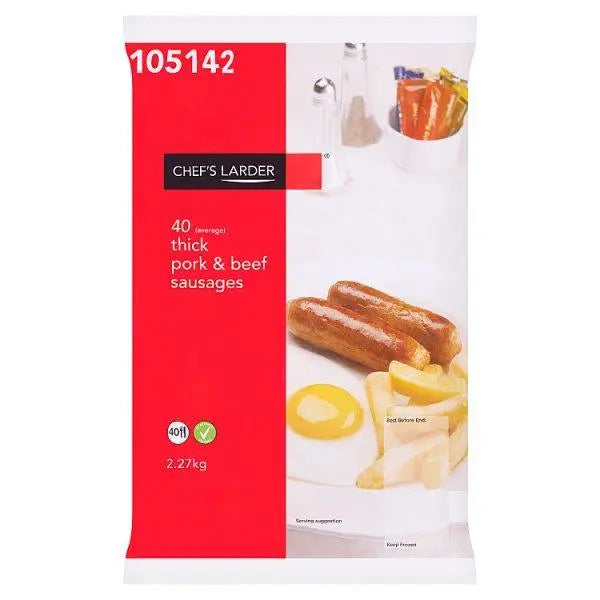 Chefs Larder 40 (Average) Thick Pork & Beef Sausages 2.27kg - Honesty Sales Main image
