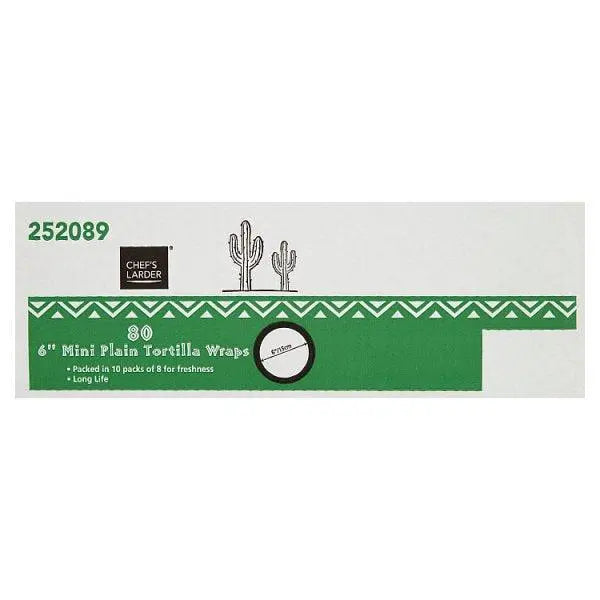 Chef's Larder 80 6" Mini Plain Tortilla Wraps - Honesty Sales U.K Image principale du produit