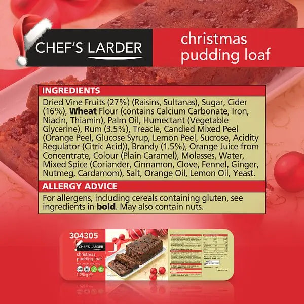 Chef's Larder Christmas Pudding Loaf 1.25kg  Honesty Sales U.K